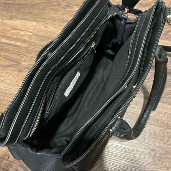 Kenneth Cole Reaction Triple Entry Harriet Handbag Purse Black w/ Gold Hardware - Picture 6 of 14